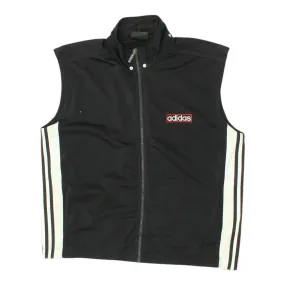 Adidas Mens Black Full Zip Sleeveless Jacket | Vintage 90s Tracksuit Top Gilet
