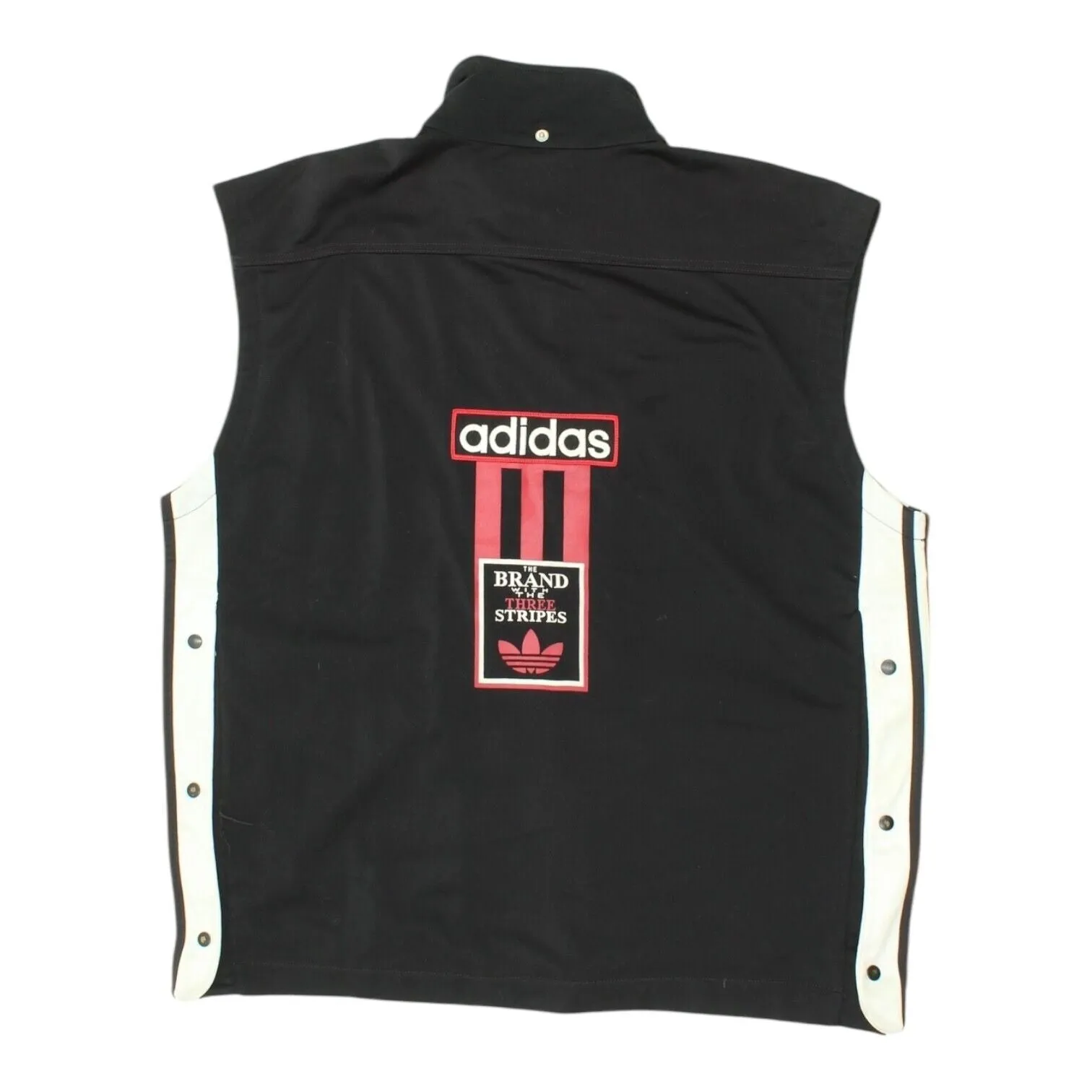 Adidas Mens Black Full Zip Sleeveless Jacket | Vintage 90s Tracksuit Top Gilet