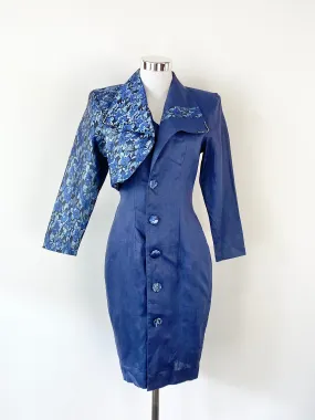 Agean Blue Jacquard Contrast DressAU8