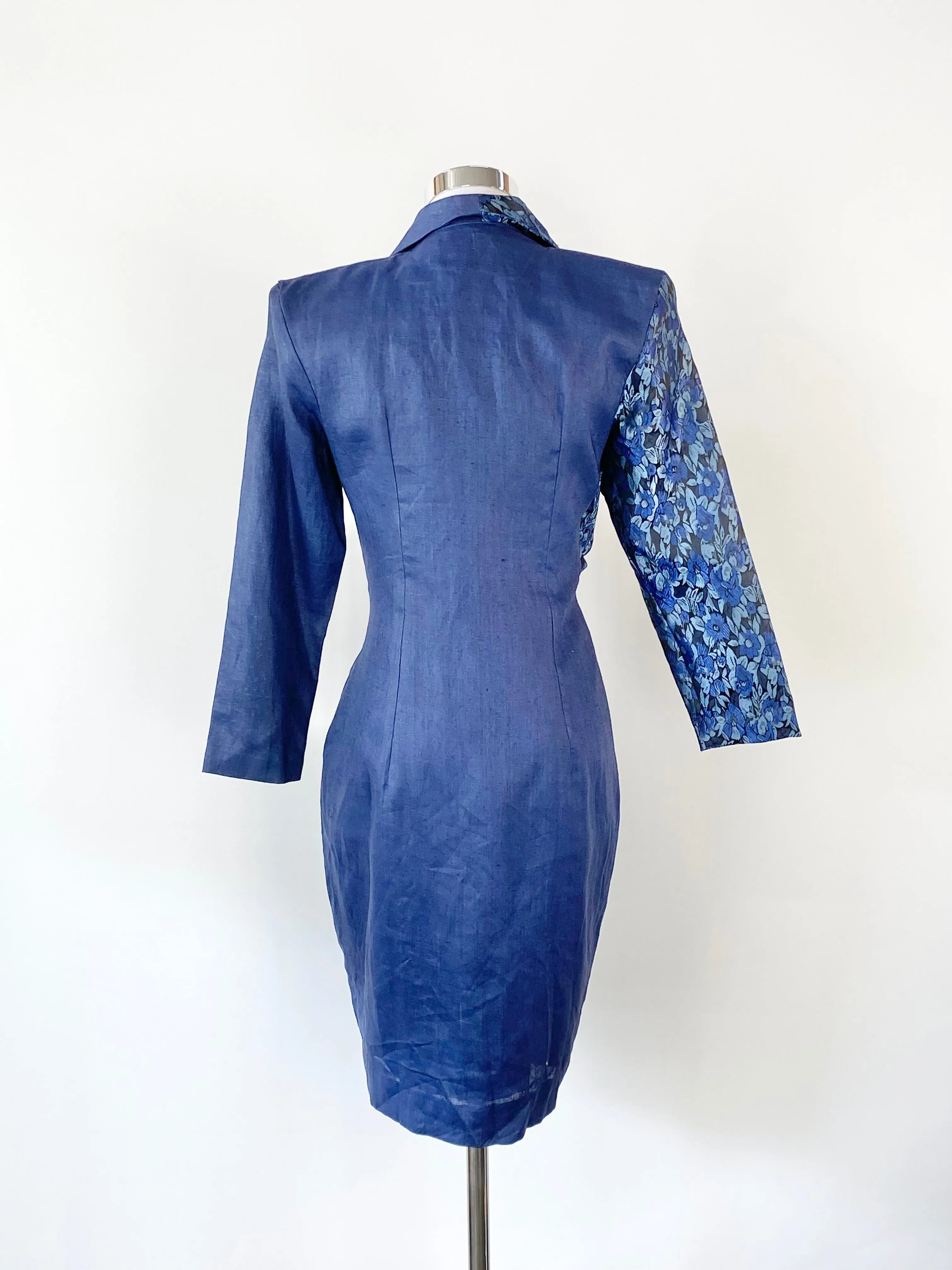 Agean Blue Jacquard Contrast DressAU8