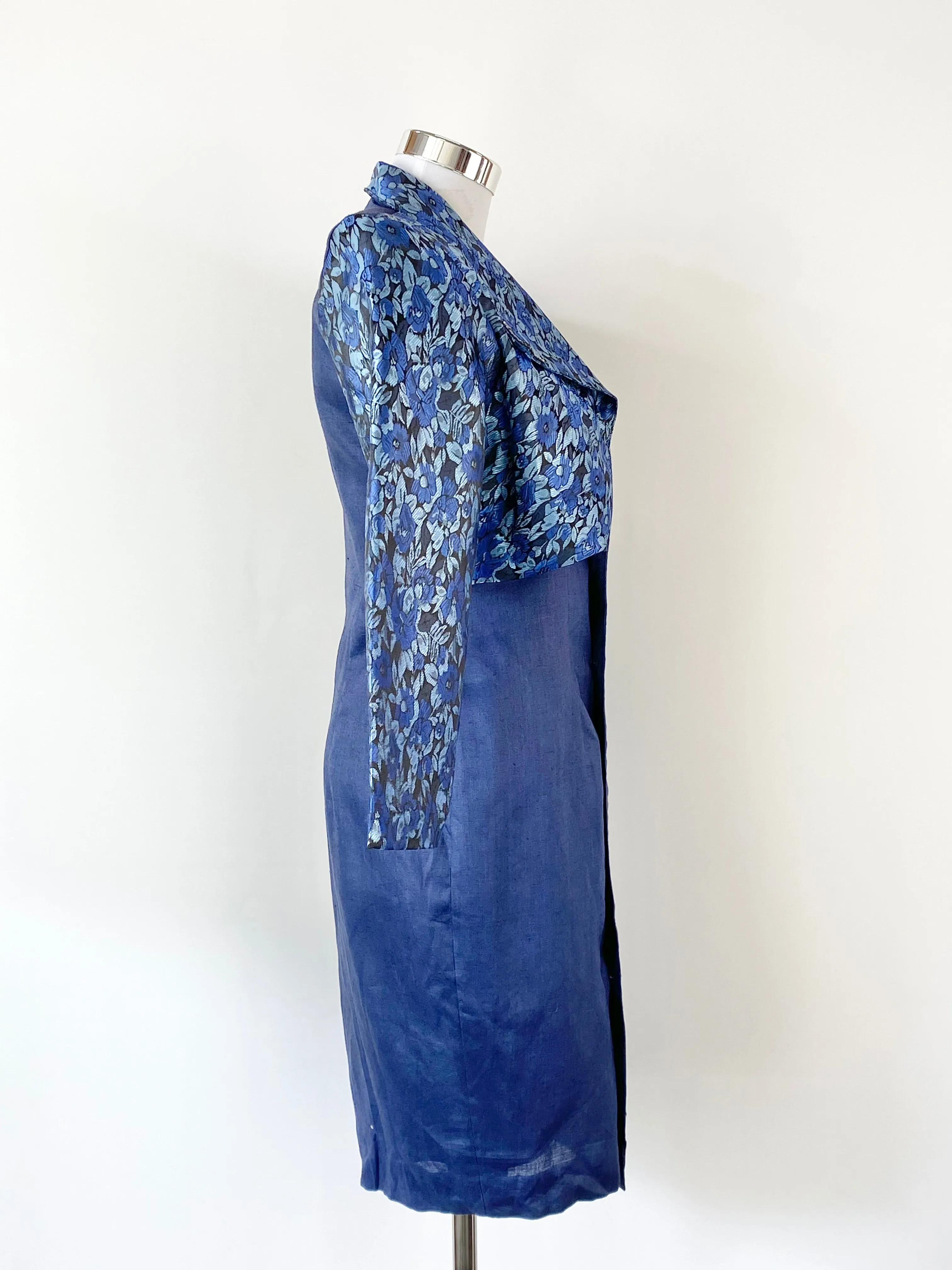 Agean Blue Jacquard Contrast DressAU8