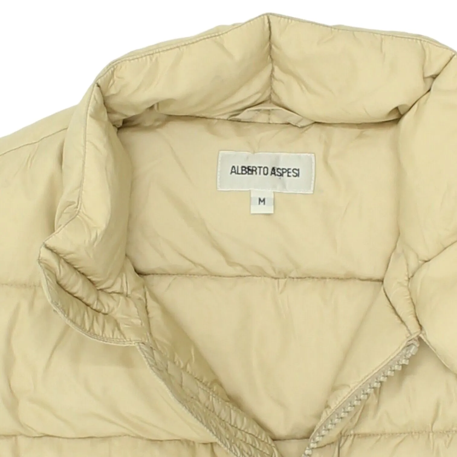 Alberto Aspesi Mens Beige Puffer Gilet | Vintage Designer Sleeveless Jacket VTG