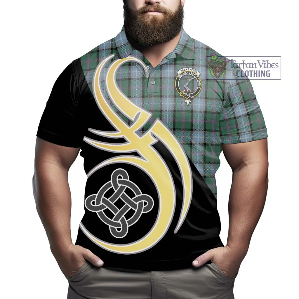 Alexander of Menstry Hunting Tartan Polo Shirt with Family Crest and Celtic Symbol Style