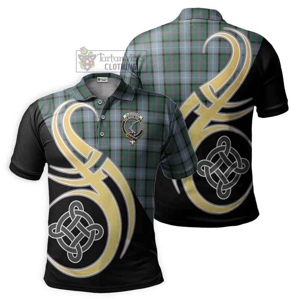Alexander of Menstry Hunting Tartan Polo Shirt with Family Crest and Celtic Symbol Style
