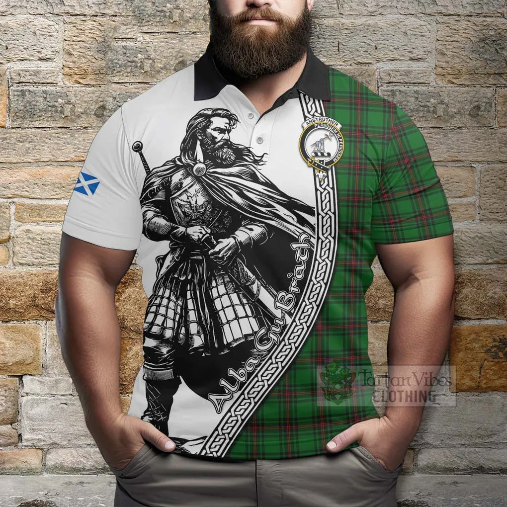 Anstruther Tartan Clan Crest Polo Shirt with Highlander Warrior Celtic Style
