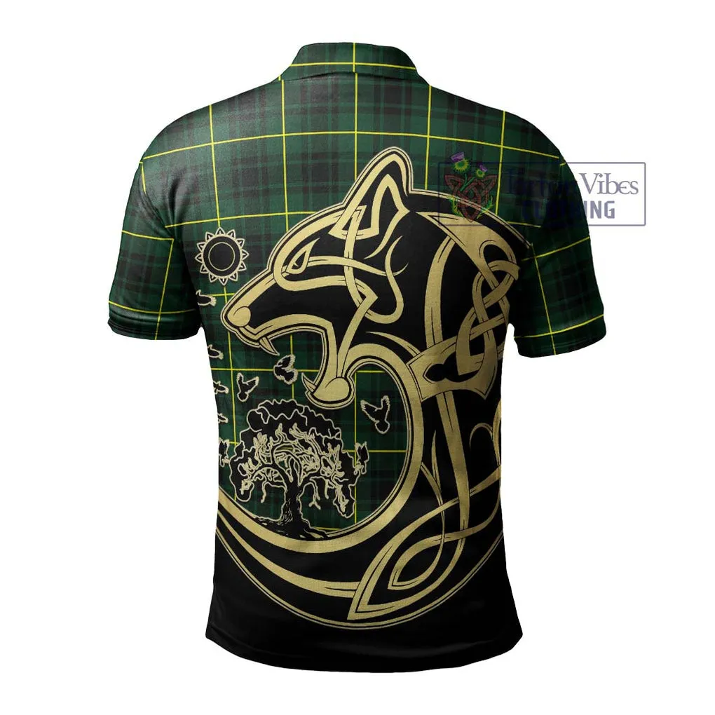 Arthur Modern Tartan Polo Shirt with Family Crest Celtic Wolf Style