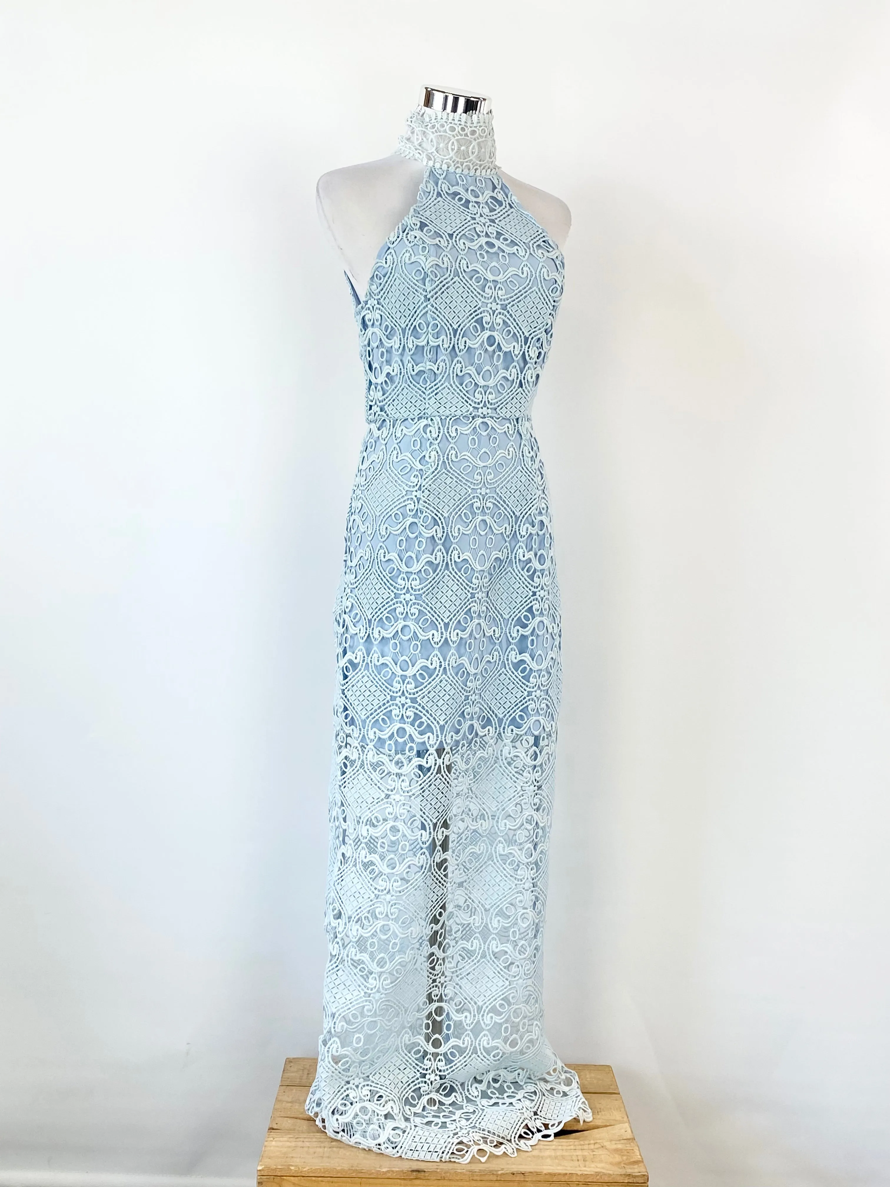 Asilio Ice Blue Lace 'In Minds Eye' Maxi Dress NWT - AU10