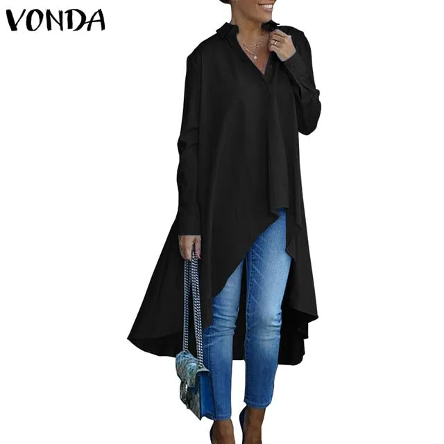 Asymmetrical Tunic Shallowtail Oversized Blouse