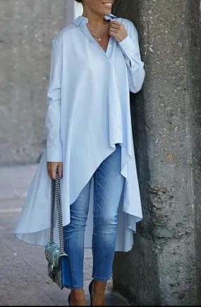 Asymmetrical Tunic Shallowtail Oversized Blouse