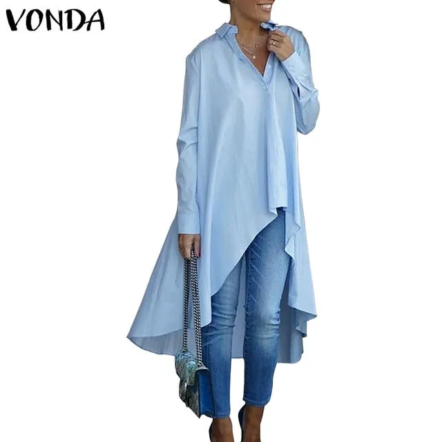 Asymmetrical Tunic Shallowtail Oversized Blouse