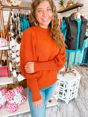 Autumn Breeze Rust Pom Pom Sweater