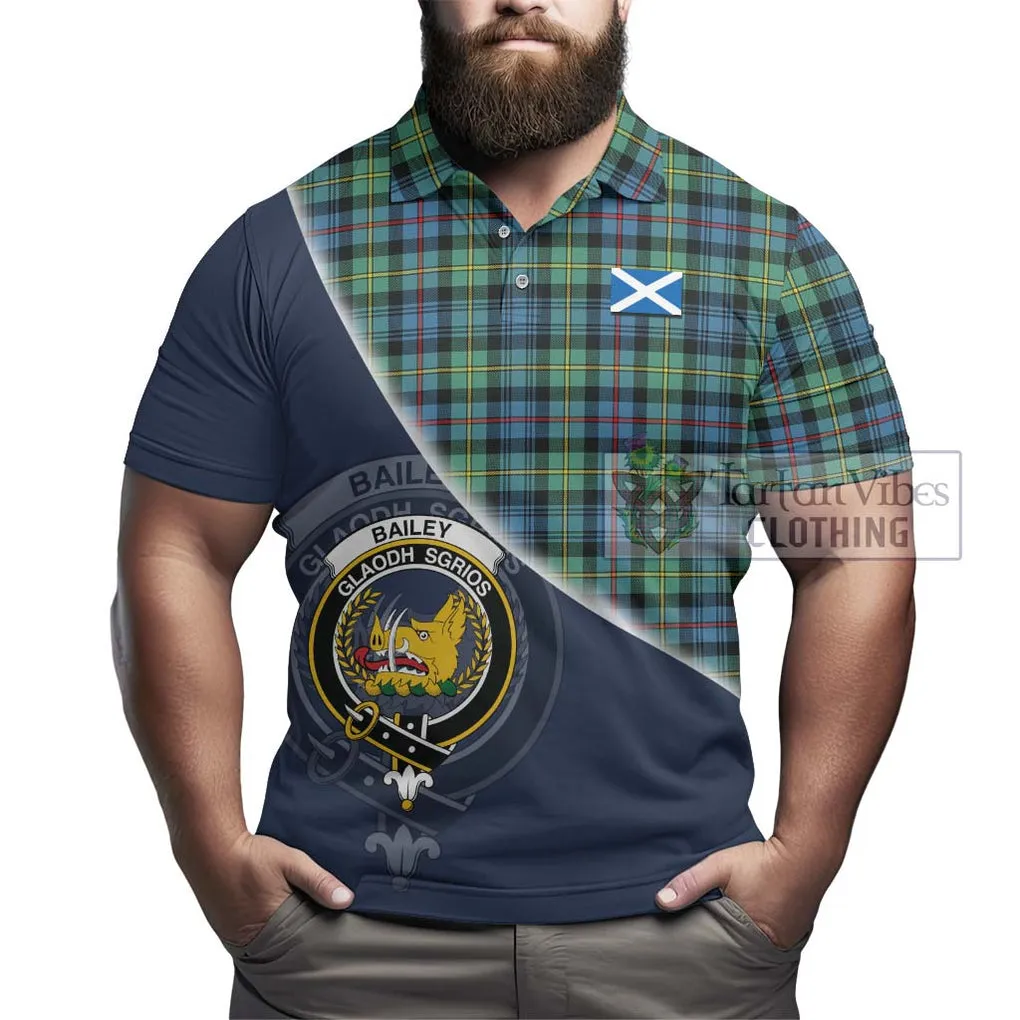 Bailey Ancient Tartan Polo Shirt with Personalised National Flag and Family Crest Half Style