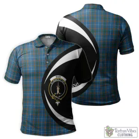 Bain Tartan Men's Polo Shirt with Family Crest Circle Style