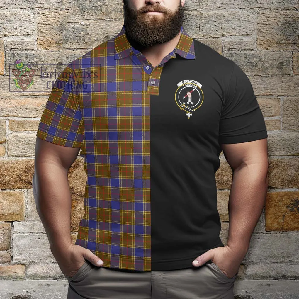 Balfour Tartan Polo Shirt with Family Crest and Half Of Me Style