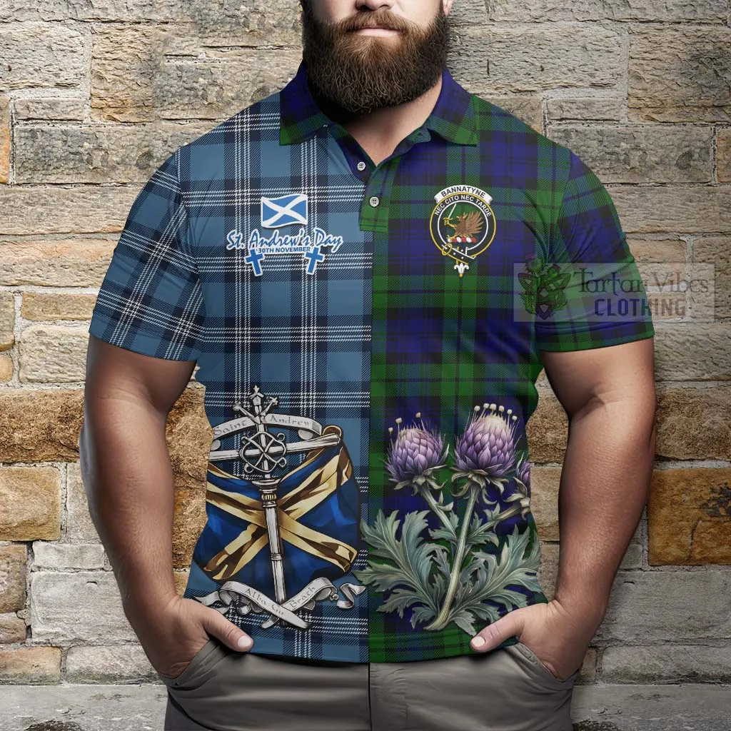 Bannatyne Tartan Polo Shirt Happy St. Andrew's Day Half Tartan Style