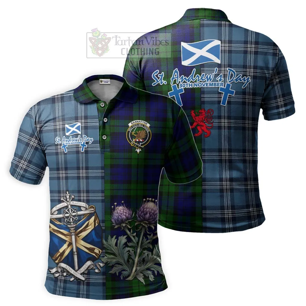 Bannatyne Tartan Polo Shirt Happy St. Andrew's Day Half Tartan Style