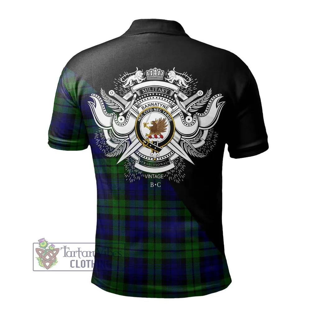 Bannatyne Tartan Polo Shirt with Family Crest and Military Logo Style