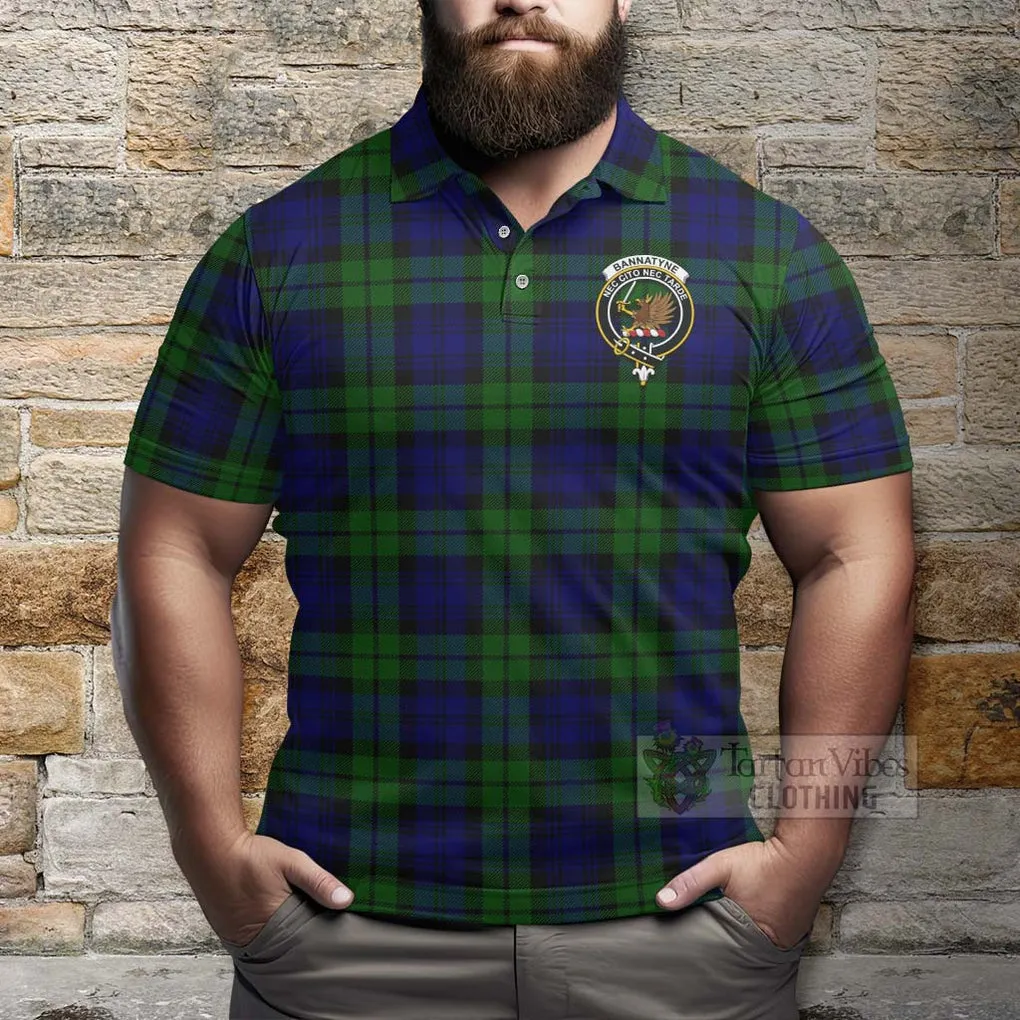 Bannatyne Tartan Polo Shirt with Family Crest Celtic Skull Style