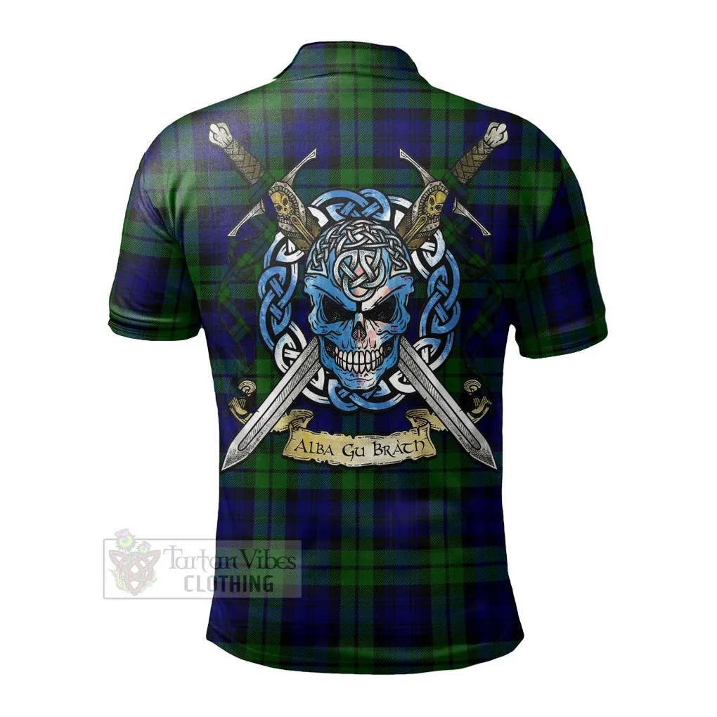 Bannatyne Tartan Polo Shirt with Family Crest Celtic Skull Style
