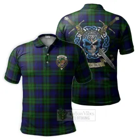 Bannatyne Tartan Polo Shirt with Family Crest Celtic Skull Style