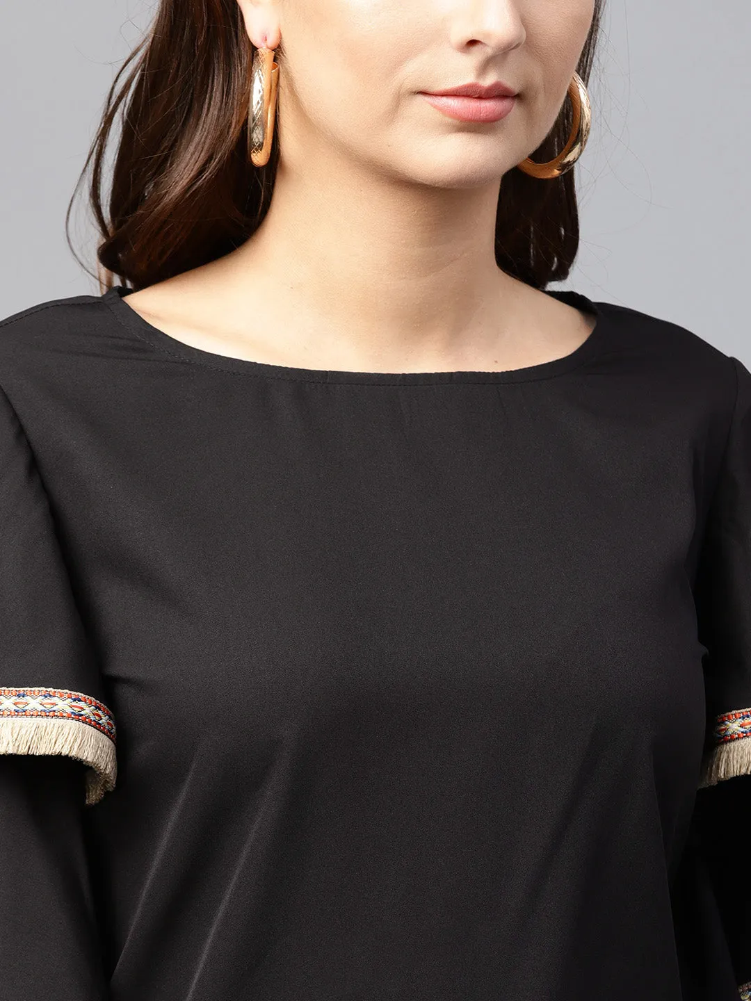 Black Frill Sleeve Top