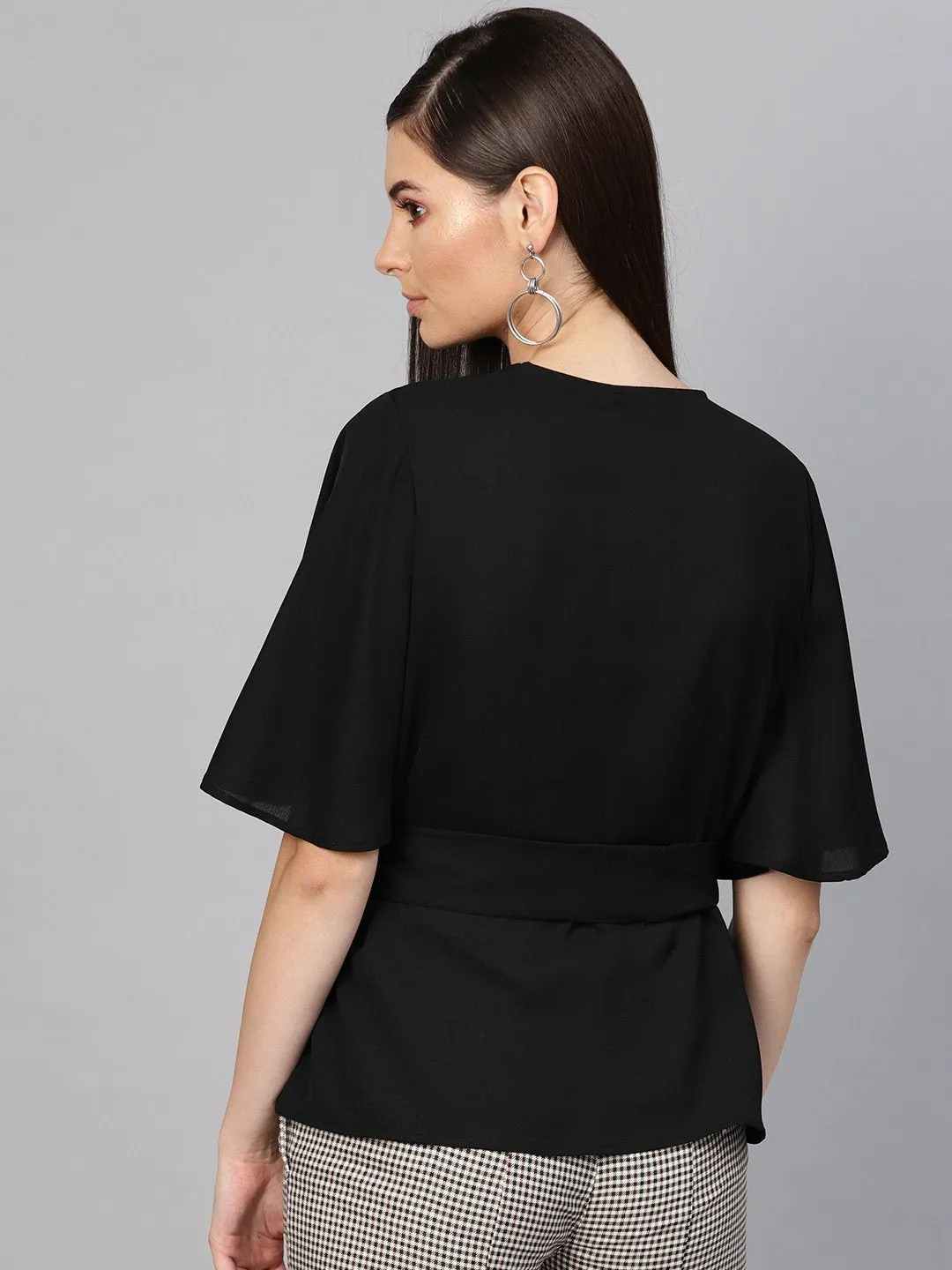 Black Front Keyhole Tie-Up Top