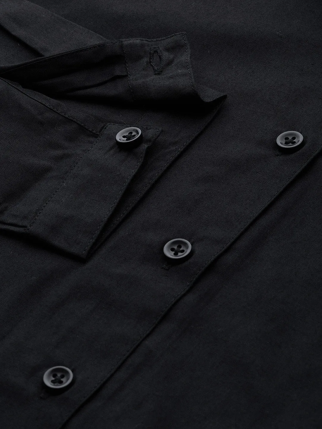 Black Front Tie Longline Shirt