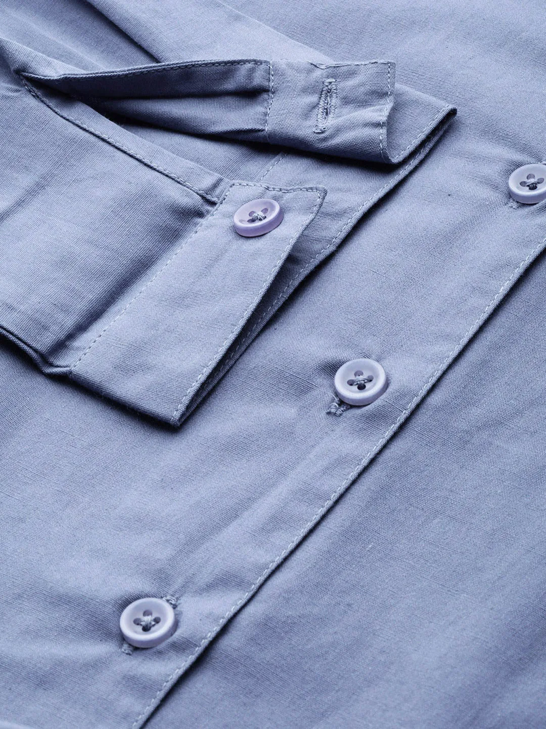Blue Front Tie Longline Shirt