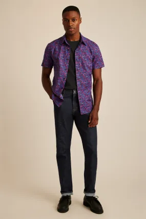 Bonobos Navy/Pink Mushroom Print Stretch Short Sleeve Button Up Shirt