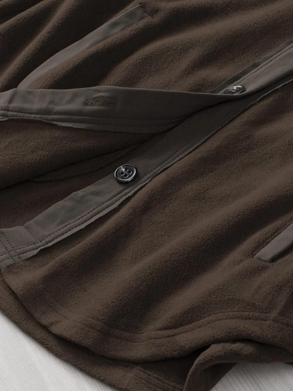 Brown Button-Front Fleece Shirt