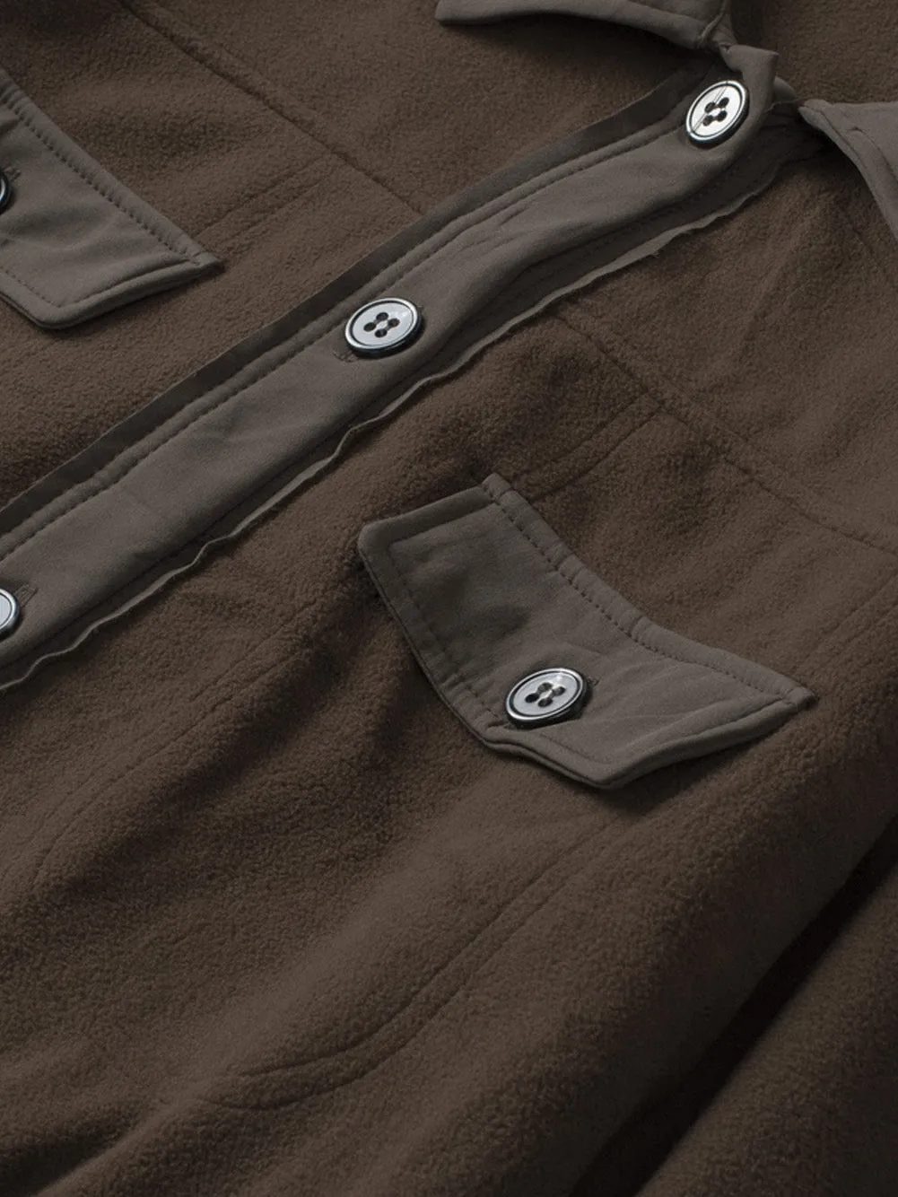 Brown Button-Front Fleece Shirt