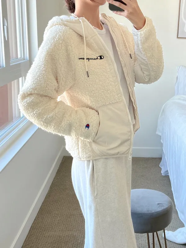 Champion Cozy High Pile Fleece Jacket Natural J4661 586PYA NTC