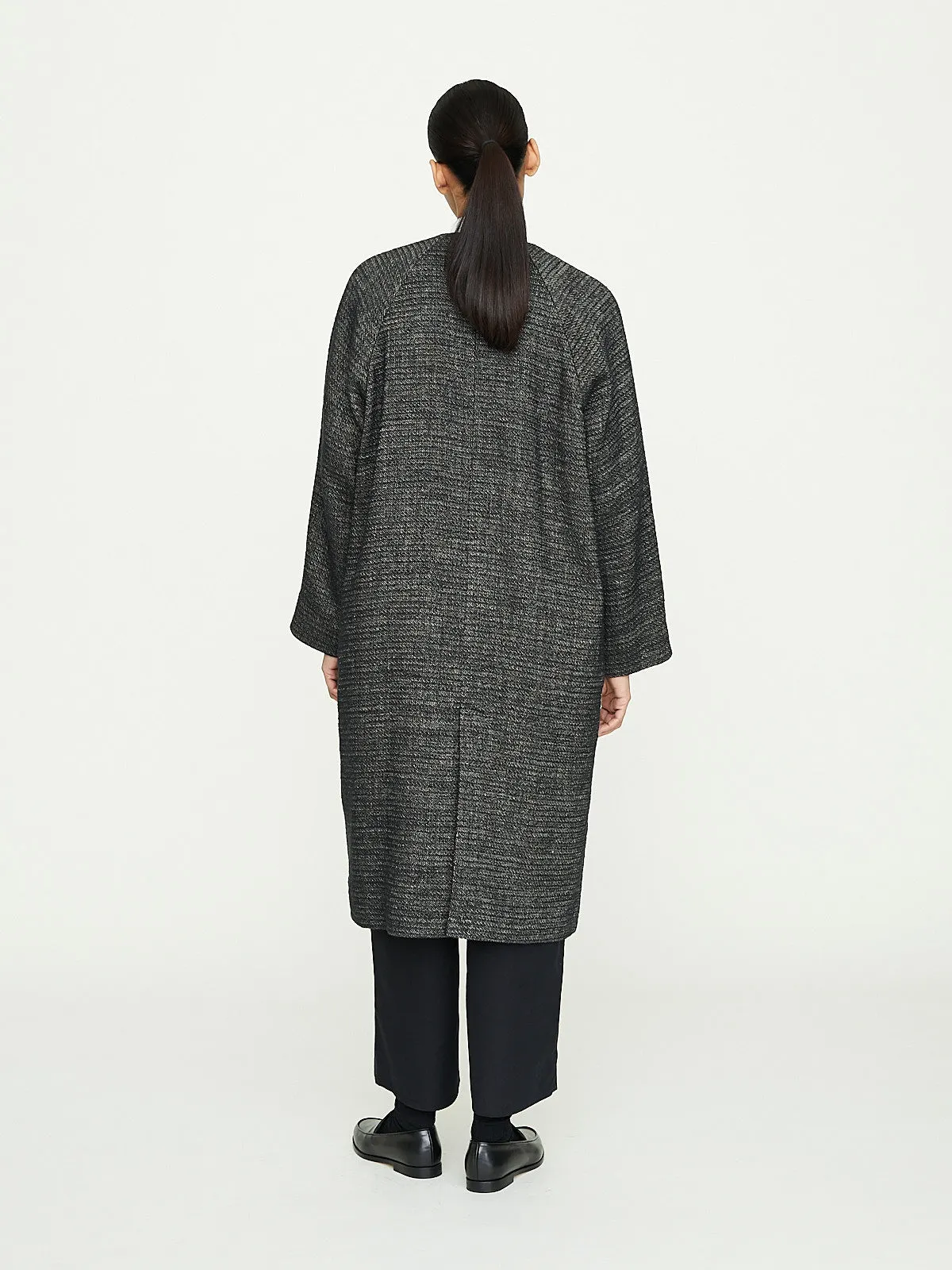 Collarless Coat in Espresso