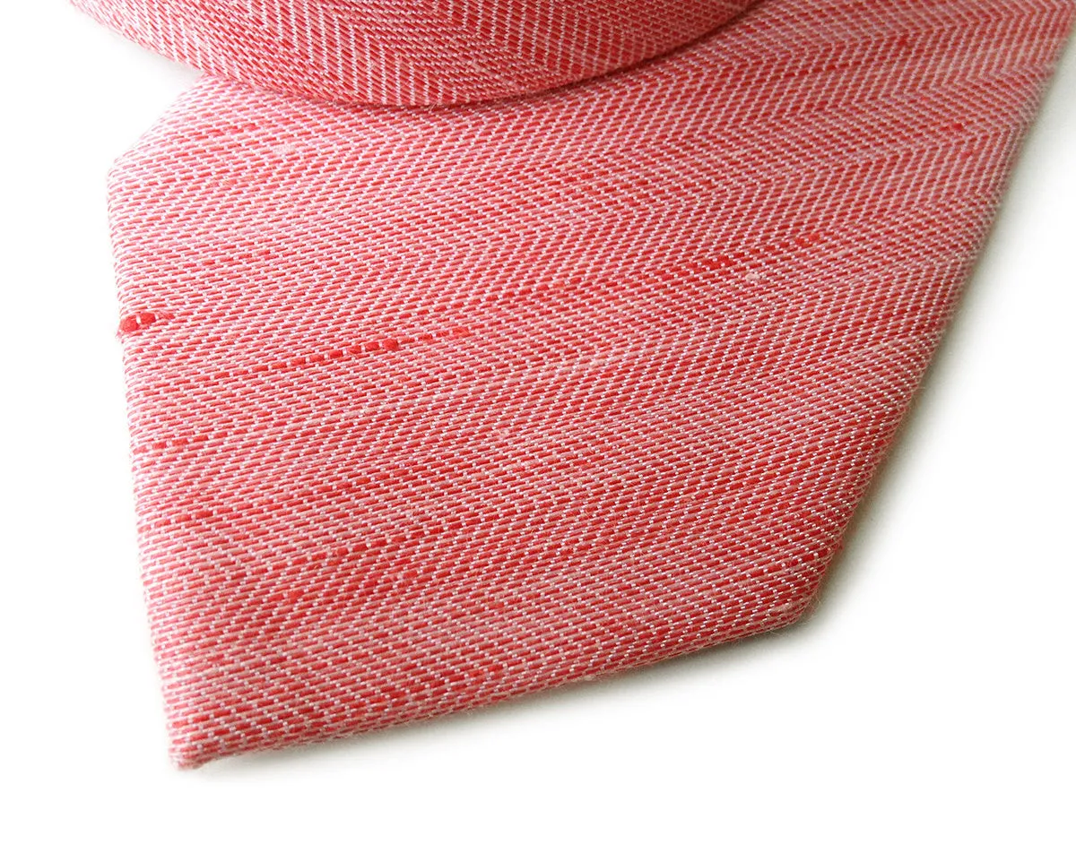 Coral Pink Linen Necktie. Solid color tie, Brush Park