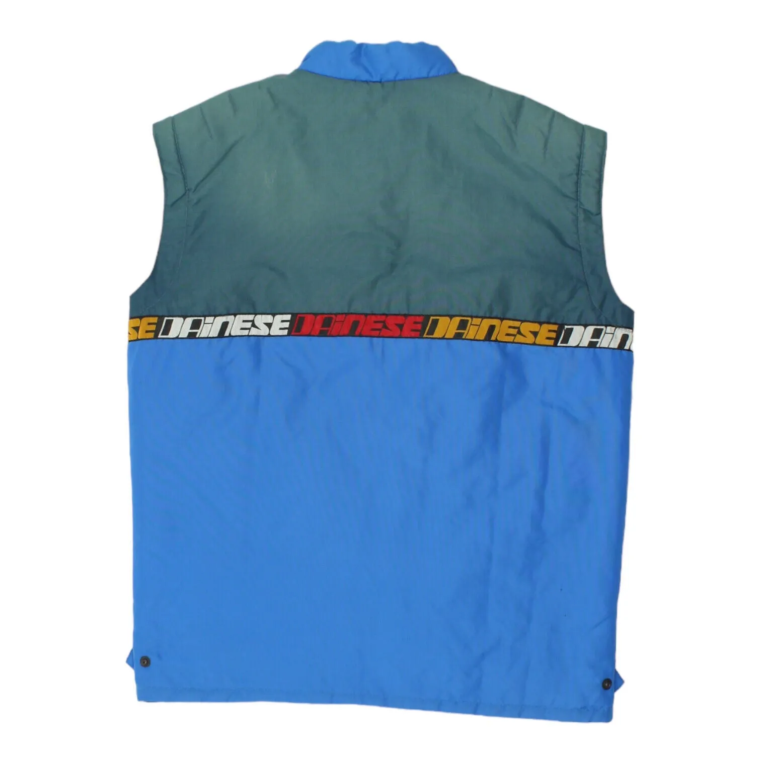 Daniese Mens Blue Nylon Quilted Gilet | Vintage Sleeveless Motorcycle Jacket VTG