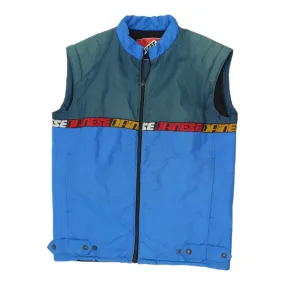 Daniese Mens Blue Nylon Quilted Gilet | Vintage Sleeveless Motorcycle Jacket VTG