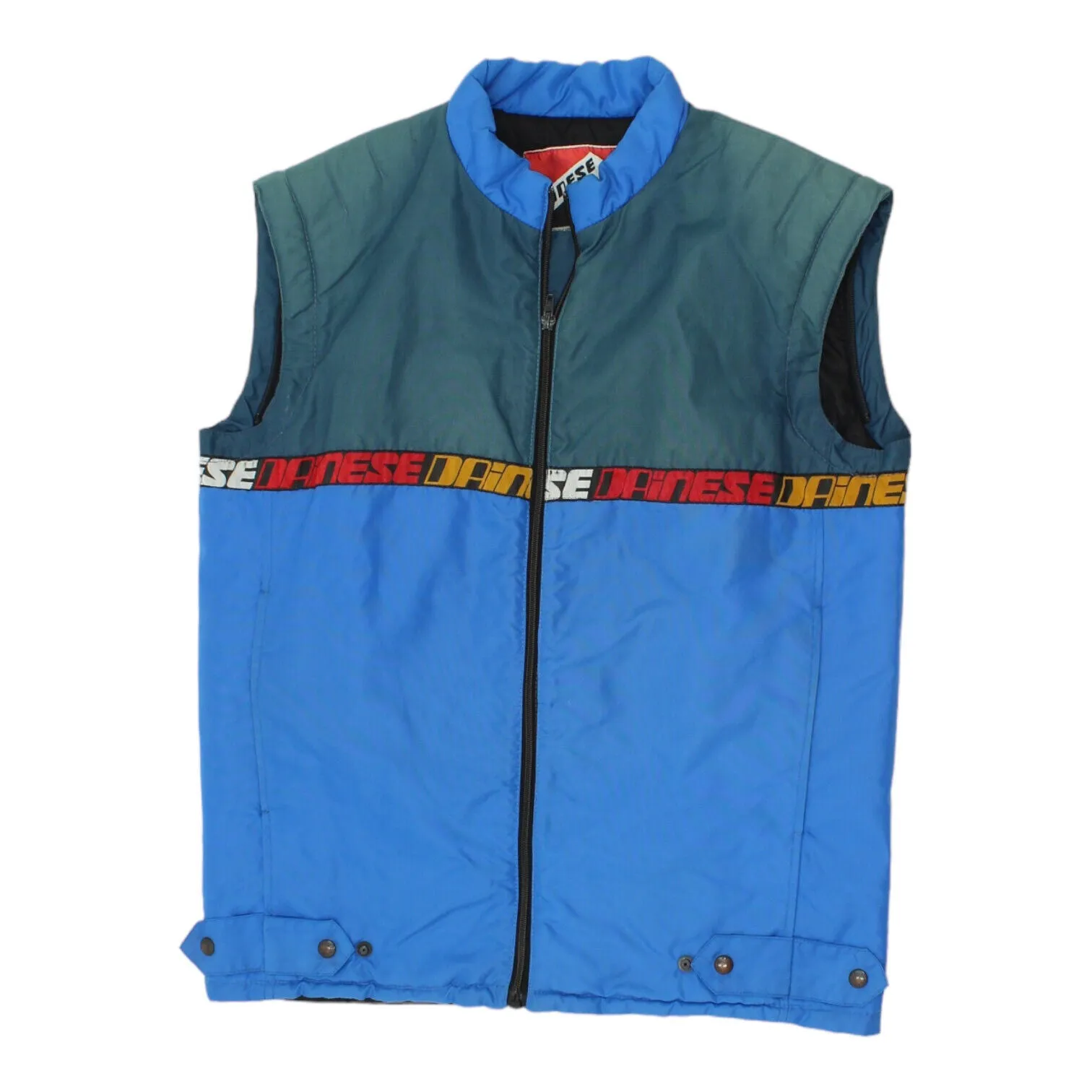 Daniese Mens Blue Nylon Quilted Gilet | Vintage Sleeveless Motorcycle Jacket VTG