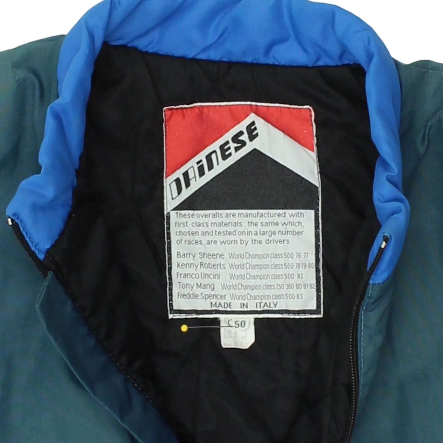 Daniese Mens Blue Nylon Quilted Gilet | Vintage Sleeveless Motorcycle Jacket VTG