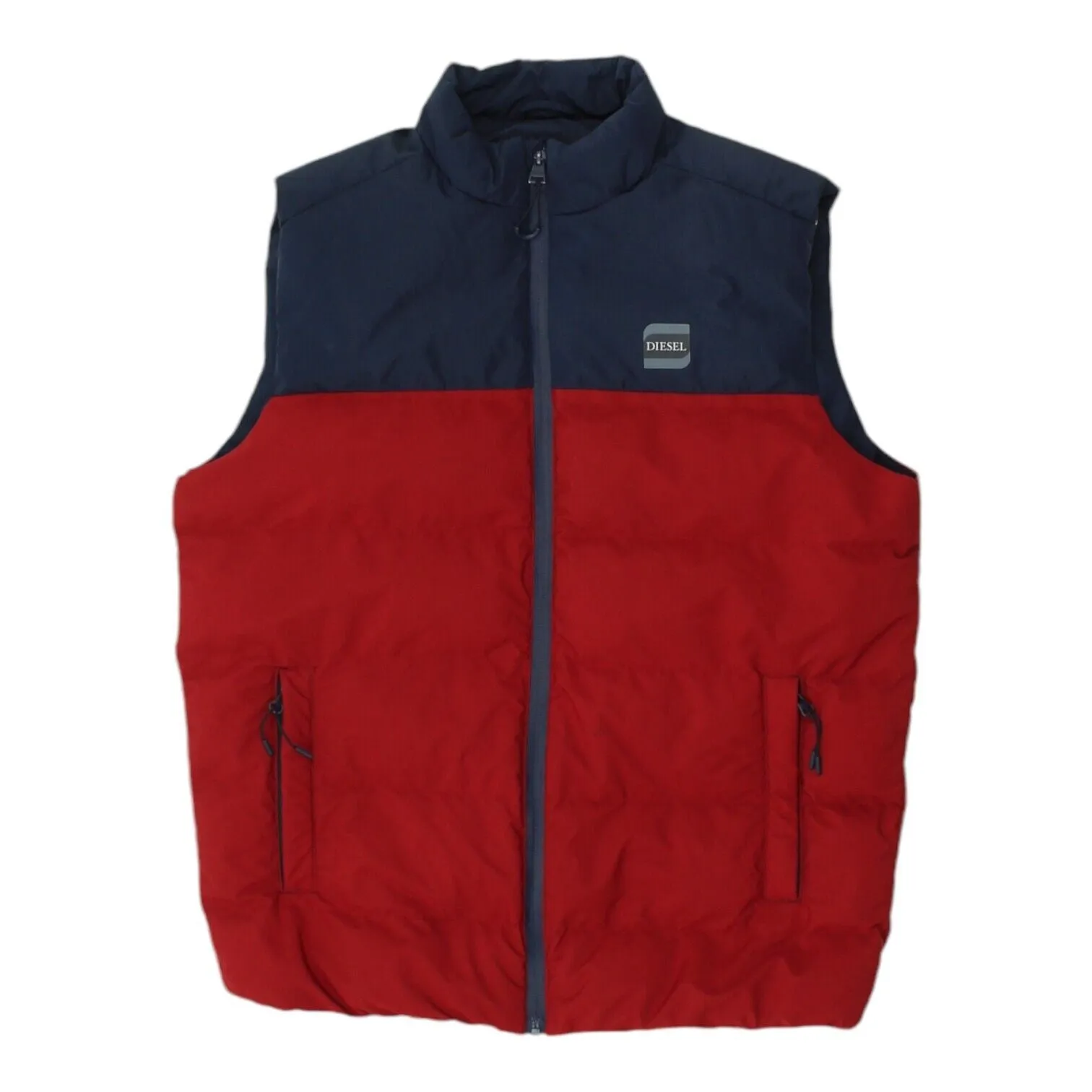 Diesel Mens Navy Red Padded Gilet | Designer Sleeveless Puffer Jacket Bodywarmer