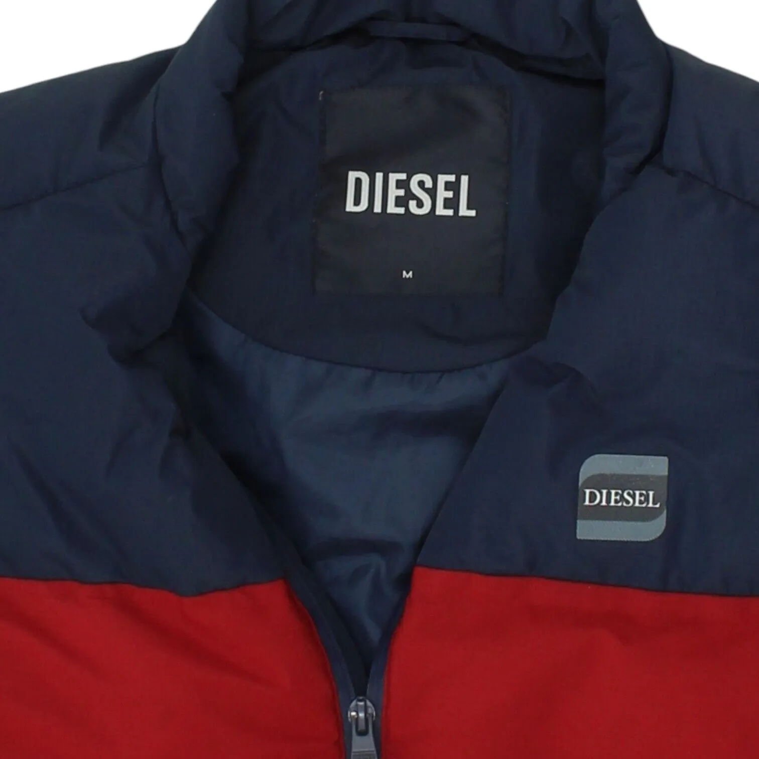 Diesel Mens Navy Red Padded Gilet | Designer Sleeveless Puffer Jacket Bodywarmer