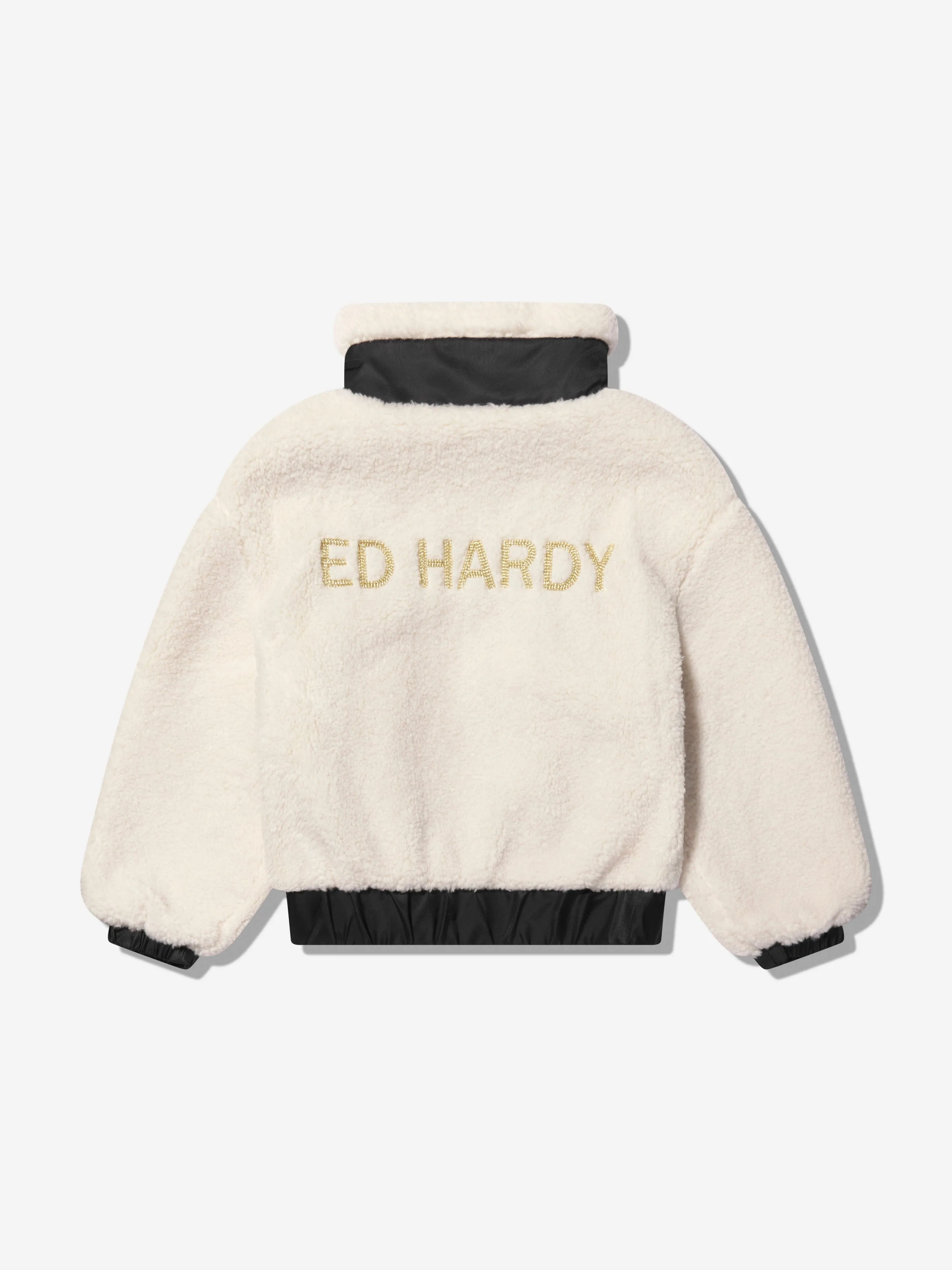ED Hardy Girls Borg Jacket in White