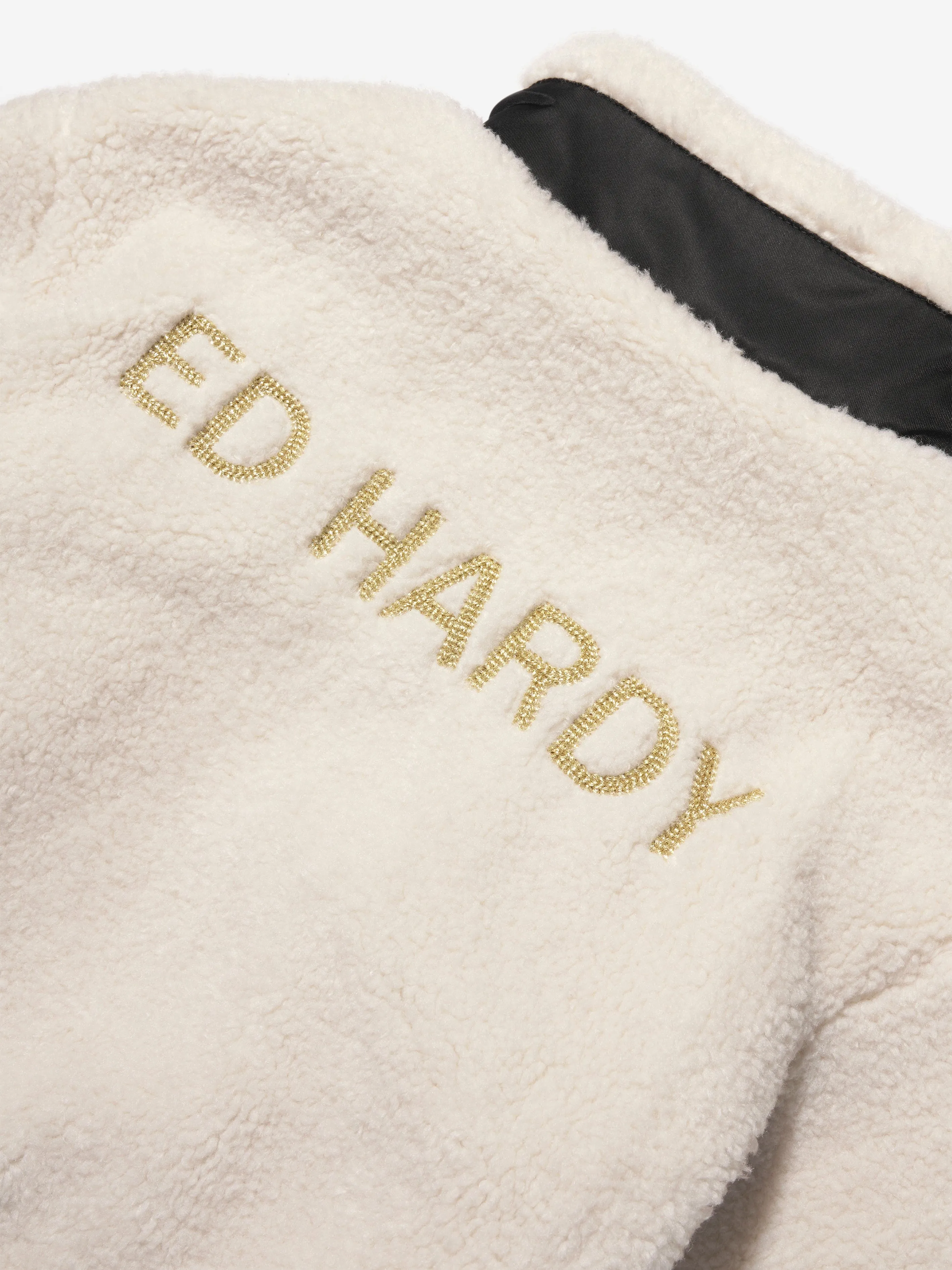ED Hardy Girls Borg Jacket in White