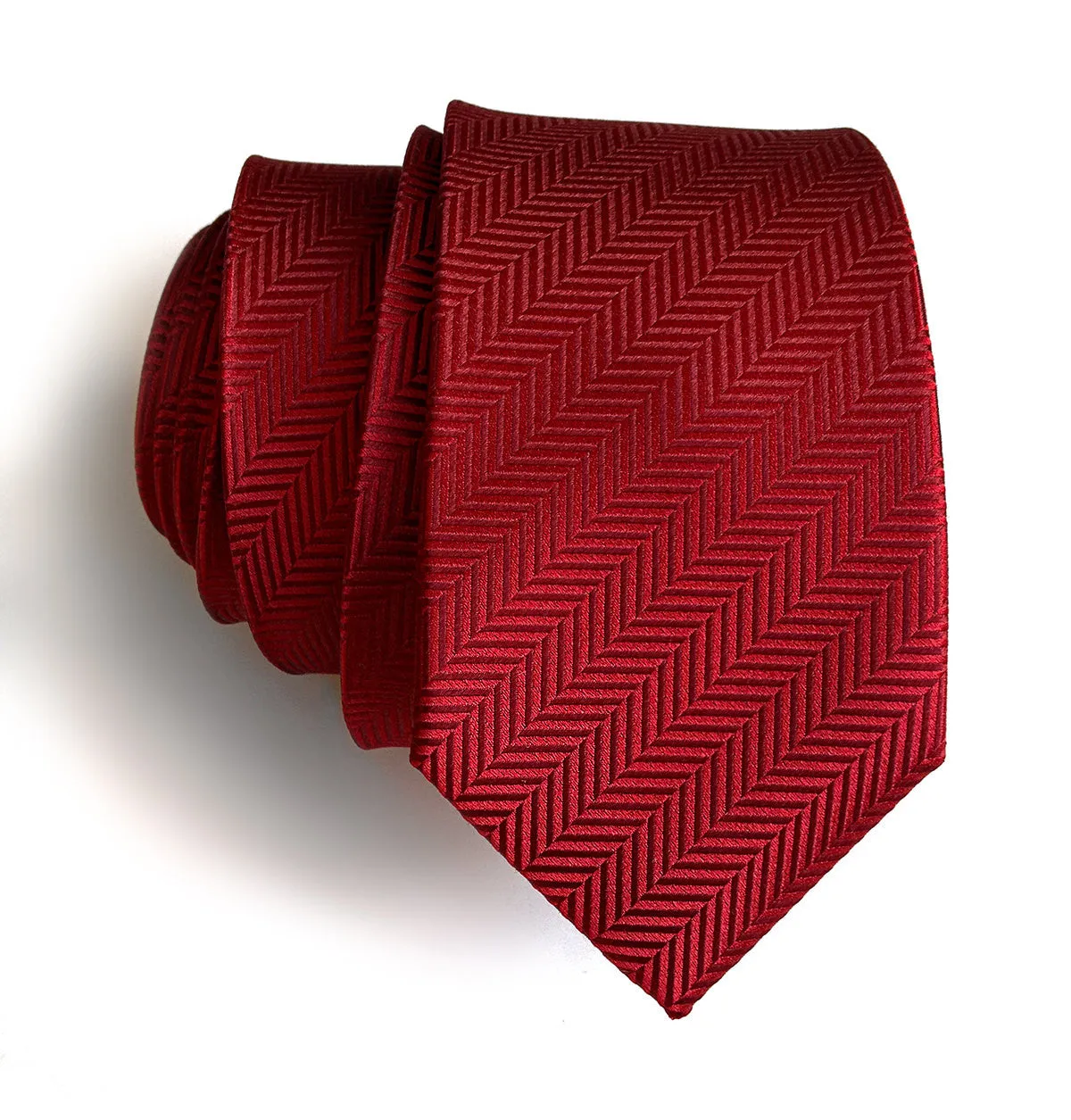 Garnet Red Herringbone Silk Necktie