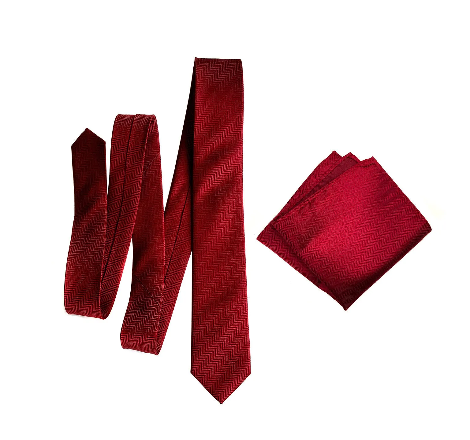 Garnet Red Herringbone Silk Necktie