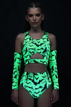 Glowing Bats Hooded Cut Out Crop Top