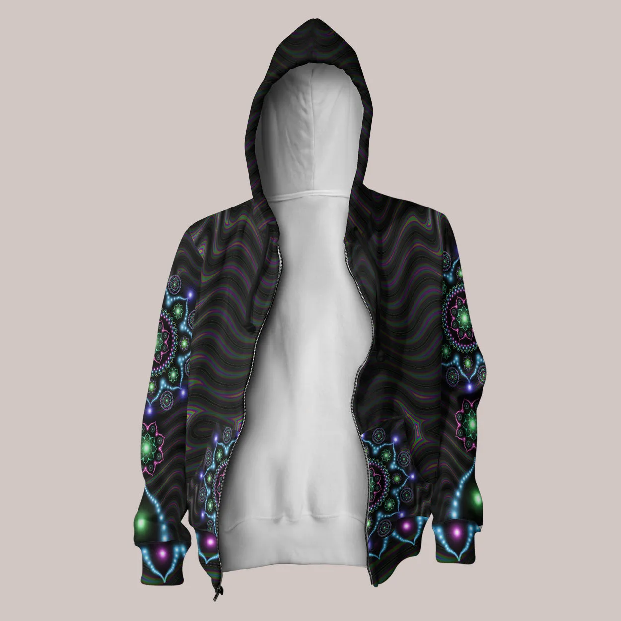 Lumindala Hoodie – Radiant Mandala Psychedelic Art