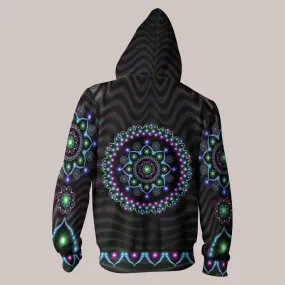 Lumindala Hoodie – Radiant Mandala Psychedelic Art