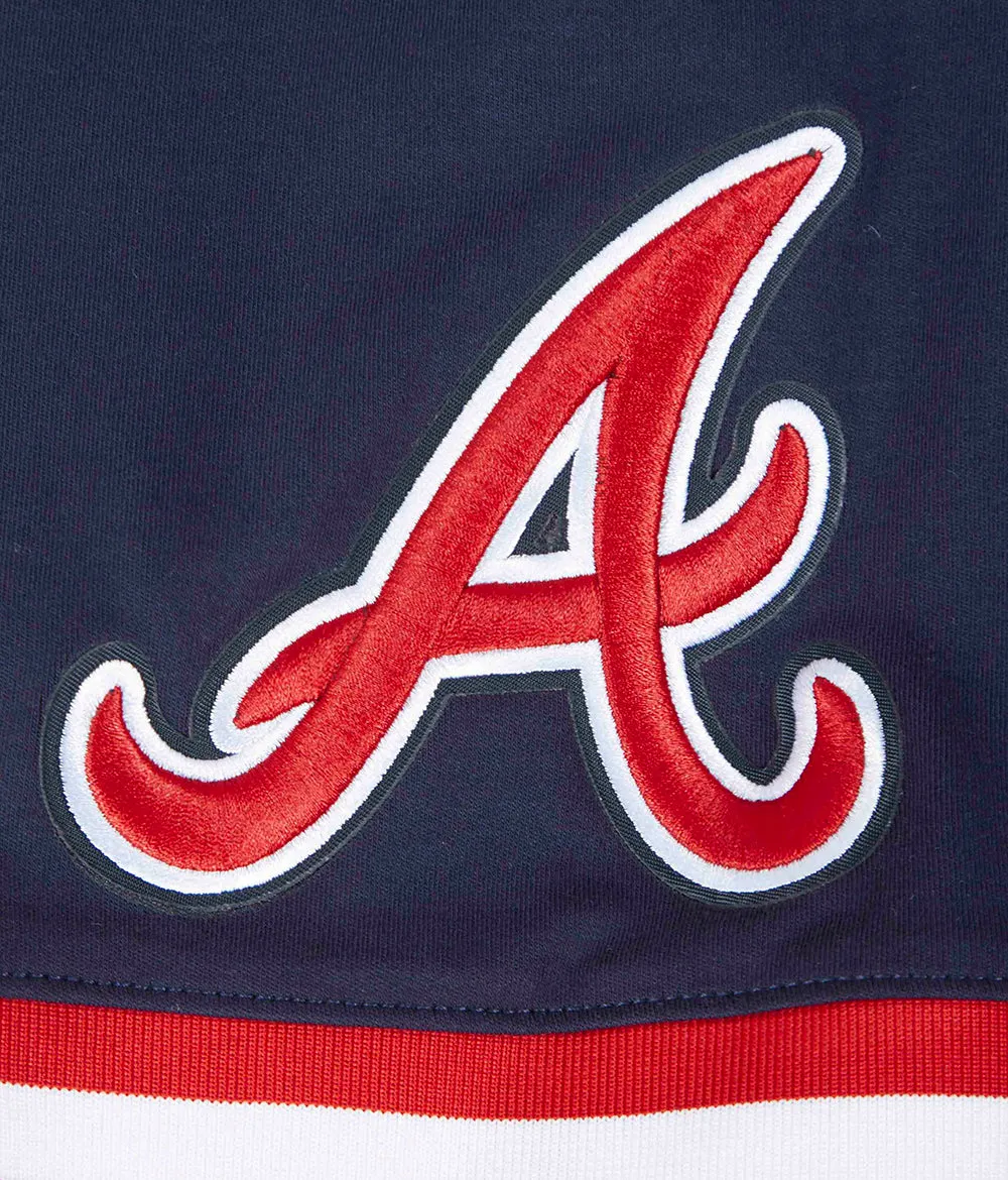 MLB ATLANTA BRAVES CLASSIC CHENILLE MEN'S PO HOODIE (MIDNIGHT NAVY/RED)