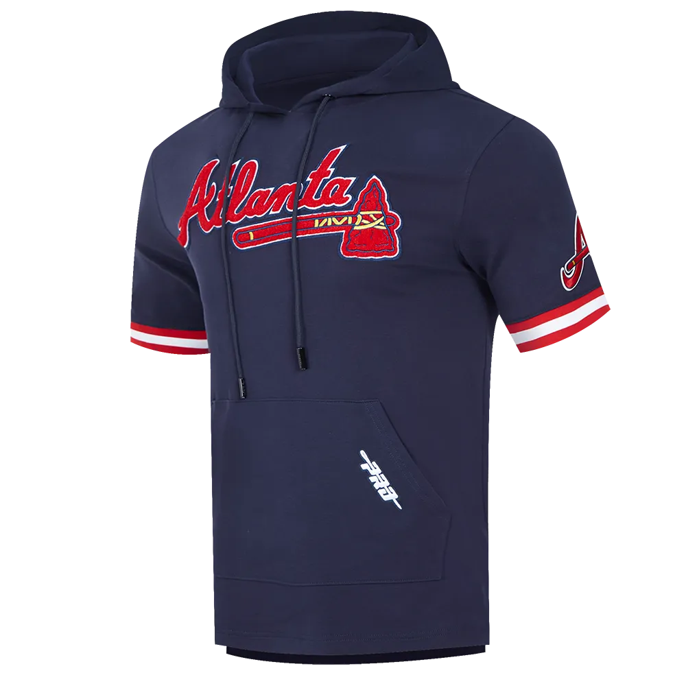 MLB ATLANTA BRAVES CLASSIC CHENILLE MEN'S PO HOODIE (MIDNIGHT NAVY/RED)