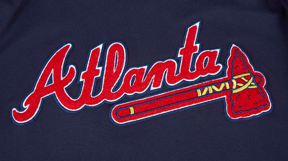 MLB ATLANTA BRAVES CLASSIC CHENILLE MEN'S PO HOODIE (MIDNIGHT NAVY/RED)